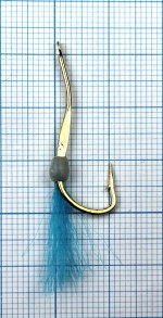Крючок-муха на зубаря, навагу JpFishing Ryusen Douski-1 №16 gold (1шт, glow/Blue UV Glow)