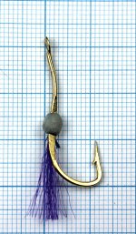 Крючок-муха на зубаря, навагу JpFishing Ryusen Douski-1 №16 gold (1шт, glow/D.violet UV Glow)