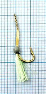 Крючок-муха на зубаря, навагу JpFishing Ryusen Douski-1 №16 gold (1шт, glow/L.chartreuse UV Glow)