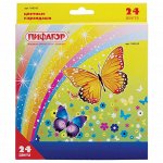 Карандаши цветные ПИФАГОР &quot;Сказочный мир&quot;, 24 цвета, заточенные, карт. упак., дизайн ассорти, 180242