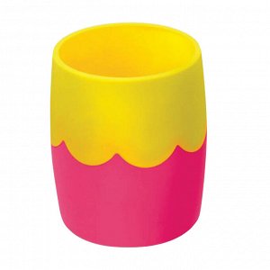 Подставка-органайзер СТАММ (стакан для ручек), розово-желтая непрозрачная, СН502
