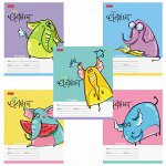 Тетрадь 12 листов, КЛЕТКА, HATBER,обложка картон, Little Elephant , 12Т5В1