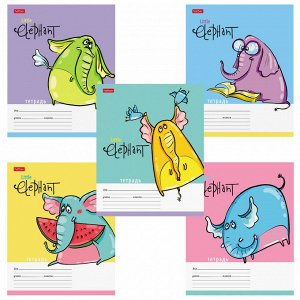 Тетрадь 12 листов, КЛЕТКА, HATBER,обложка картон, Little Elephant , 12Т5В1