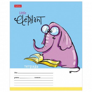 Тетрадь 12 листов, КЛЕТКА, HATBER,обложка картон, Little Elephant , 12Т5В1
