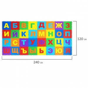 Коврик-пазл напольный 2,4*1,2м мягкий "Алфавит" 32 элемента 30*30см, 1 см, ассорти, ЮНЛАНДИЯ, 664657
