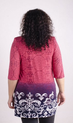 Женская блузка удлиненная с узором 248349 размер 54, 56, 58, 60, 62, 64
