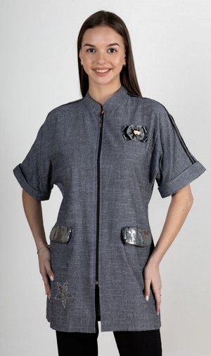 Туника-рубашка женская с принтом 252391, размер 46,48,50,52,54,56,58