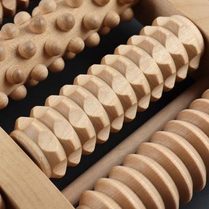 Массажёр «Барабаны», 24,5 x 19,5 x 4 см, деревянный, 5 комбинированных рядов