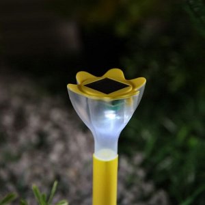 Садовый светильник на солнечной батарее «Цветок жёлтый», 6 x 29 x 6 см, 1 LED, свечение белое