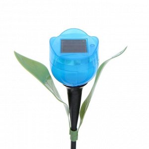 Садовый светильник на солнечной батарее «Тюльпан синий», 4.5 ? 29 ? 4.5 см, 1 LED, свечение белое