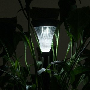 Садовый светильник на солнечной батарее «Рифлённый конус», 7 x 31 x 7 см, 1 LED, свечение белое