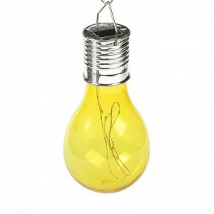 Садовый светильник на солнечной батарее «Лампочка жёлтая», 8 x 14 x 8 см, 5 LED, свечение белое