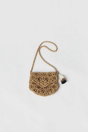 Baby/ beige woven crossbody сумка