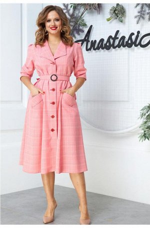 Платье Anastasia 527 розовый клетка
