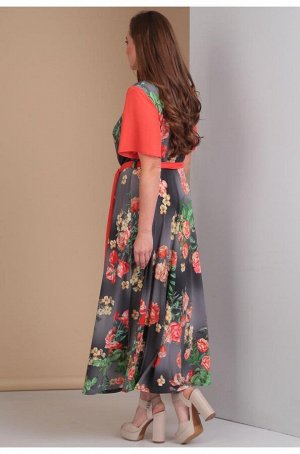 Платье Anastasia Mak 500 серое-цветы