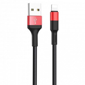 Кабель USB - Apple lightning Hoco X26  100см 2A (black/red)