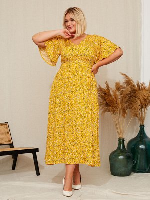 Платье Лара (желтый/цветы)