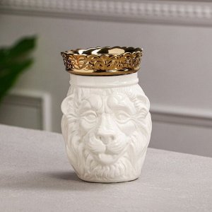 Копилка "Лев с короной", белая, керамика, 16 см, 1 сорт
