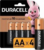 Батарейки Duracell AA (пальчиковые), 4 шт в уп.