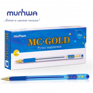 Ручка шариковая MunHwa ""MC Gold"" синяя, 0,7мм, грип, штрих-код