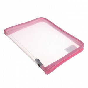 Папка пластиковая А5, молния вокруг, прозрачная, «Офис», ПМ-А5-01, розовая