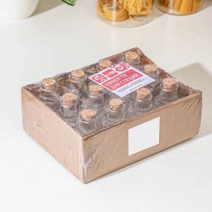 Набор стеклянных баночек для сыпучих продуктов с пробковой крышкой Доляна «Парфе. Афина», 90 мл, 5,4?9,7 см, 12 шт