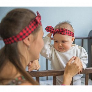 Повязка на голову для мамы и дочки M&B «Family look: красная клетка» 2 шт., красный