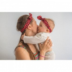 Повязка на голову для мамы и дочки M&B «Family look: красная клетка» 2 шт., красный
