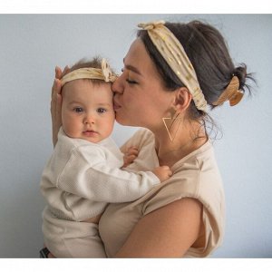 Повязка на голову для мамы и дочки Крошка Я «Family look» 2 шт., бежевый