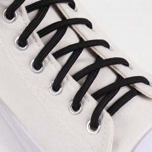 Шнурки для обуви, пара, круглые, d = 6 мм, 120 см, цвет чёрный