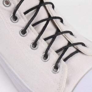 Шнурки для обуви, пара, круглые, вощёные, d=2,5 мм, 60 см, цвет чёрный