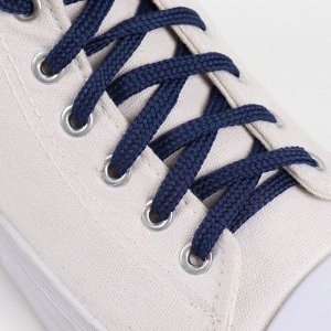 Шнурки для обуви, пара, плоские, 6 мм, 90 см, цвет тёмно-синий