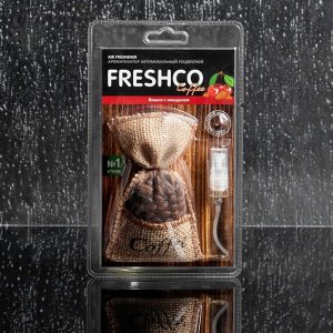 Ароматизатор мешочек с кофейными зёрнами "Freshсo Coffee", вишня с миндалем 36 г, спрей 5 мл, с тестером