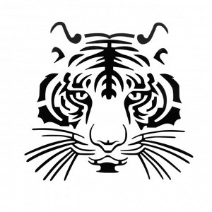 Наклейка на авто "Тигр", 28x28 см, светоотражающая, черный