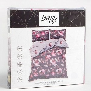 Постельное бельё 1,5 сп LoveLife Pink flowers: пододеяльник 150х217см+наволочка 50х70см-1шт,поплин