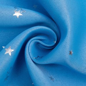 Портьера Этель «Звезды» без держателя, цвет голубой, 170х260 см, блэкаут, 100% полиэстер