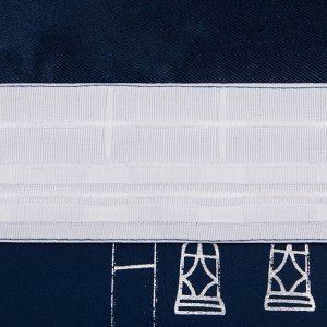 Портьера Этель «Ночной город» без держателя, цвет синий, 110x260 см, блэкаут, 100% полиэстер