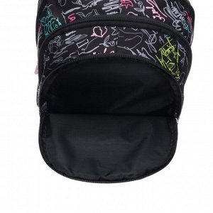 Рюкзак молодёжный GoPack Teens Art, 44 х 32 х 18 см, эргономичная спинка, чёрный/розовый