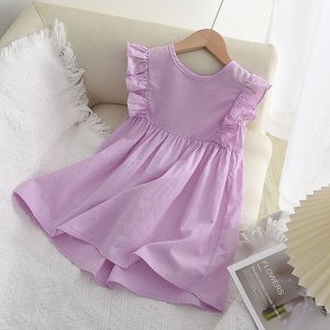 Платье для девочек, без рукавов, с рюшами, цвет пурпурный