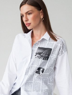 Блузка из хлопка с авторским принтом