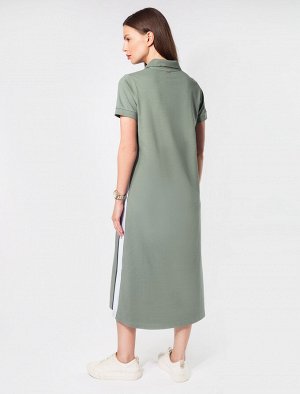 Платье-поло из трикотажа "пике" с асимметричным лампасом