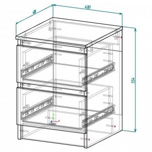 Тумба прикроватная 2 Бетти, 400х420х554, Дуб крафт золотой/Белый