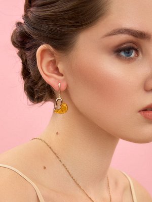 Серьги в виде сердца «Санрайз» с лимонным янтарём