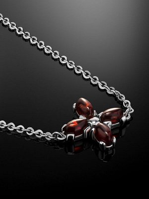 Изящный браслет с янтарём вишнёвого цвета «Суприм»