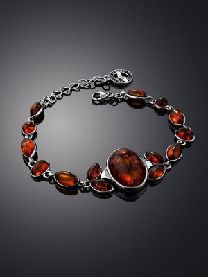 Изящный браслет, украшенный натуральным янтарём коньячного цвета «Жозефина»