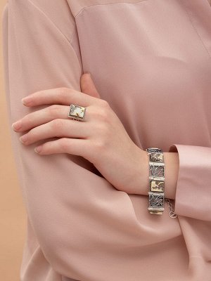 Браслет «Модерн» с натуральным текстурным янтарём