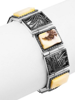 Браслет «Модерн» с натуральным текстурным янтарём