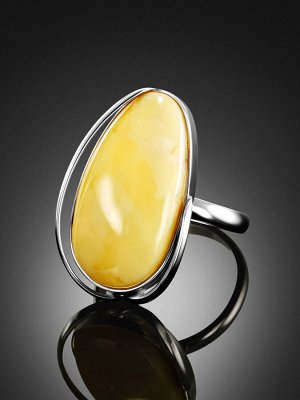 Серебряное кольцо с натуральным медовым пейзажным янтарем «Лагуна»