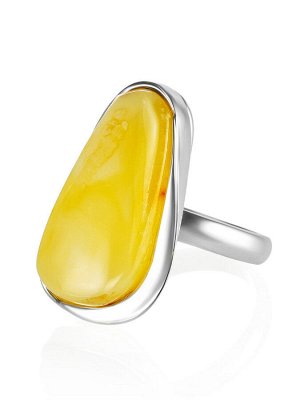 Серебряное кольцо со вставкой живописного медового янтаря «Лагуна»