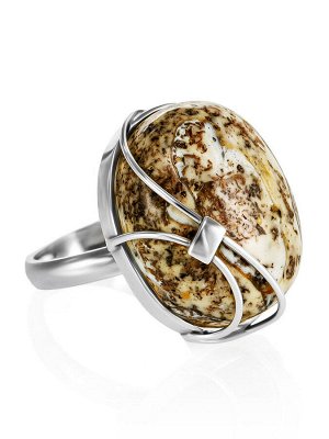 Серебряное кольцо со вставкой из текстурного янтаря